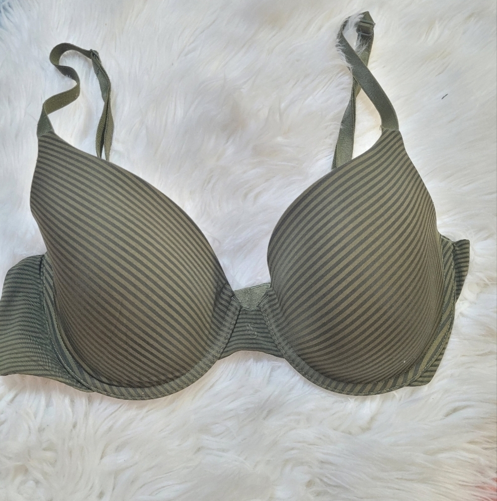 Victoria Secret Striped Green Bra